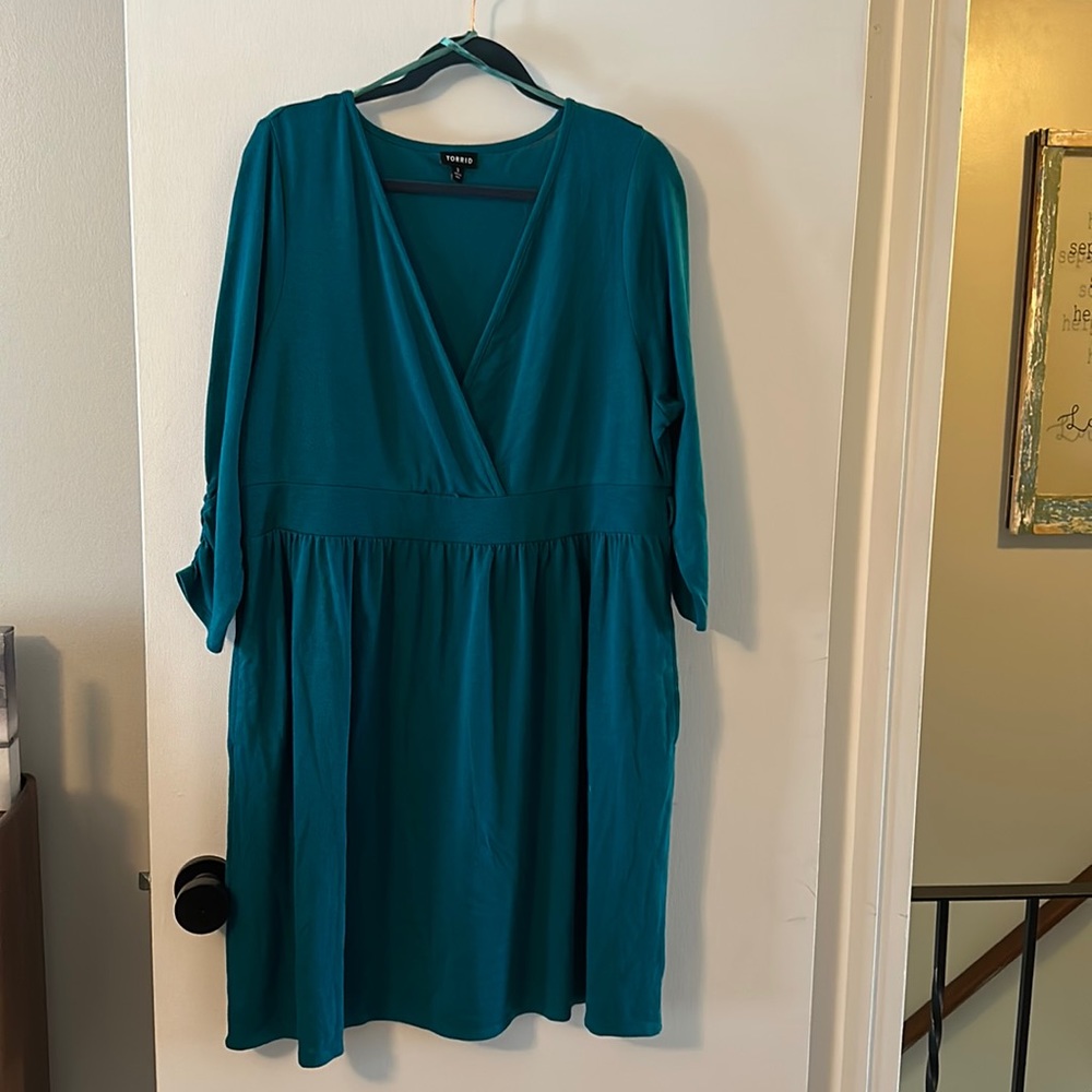 Teal sweater dress